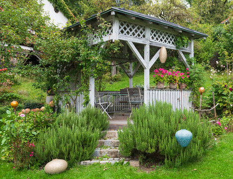 Charming Garden Gazebo with Lush Greenery
