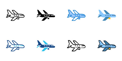 Airplane icon set multiple style vector collection. Editable Stroke
