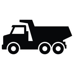 Simple Black Silhouette of a Dump Truck Vector Graphic Design Element