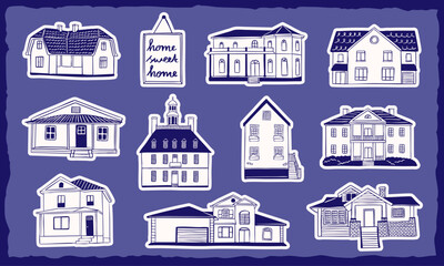 Fototapeta premium Home house property hand drawn doodle sketch illustration collection set