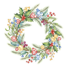 Elegant Floral Christmas Wreath with Natural Winter Leaves