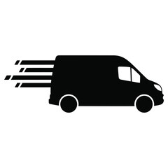 Fast Delivery Van Silhouette Icon for Logistics and Shipping Services
