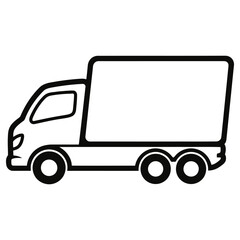 Delivery Truck Icon Vector Illustration, Black Outline. Business Transportation Service Design.