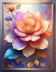 Close-up view of a vibrant, multi-colored flower art piece