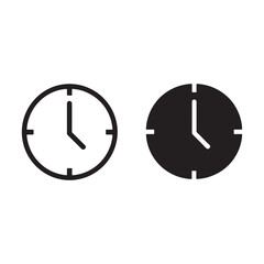 Clock icon set, time symbol, vector illustration