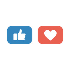 Social media like and love icons set vector illustration