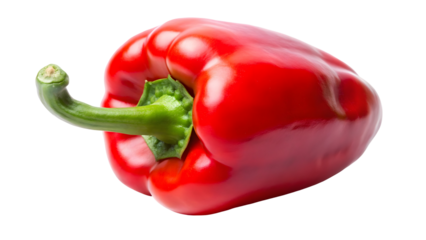 Fresh vibrant red bell pepper close up for healthy eating ads, cooking recipes, or creative food ingredient designs that pop with color and flavor
