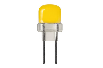 Yellow led light emitting diode component on transparent background