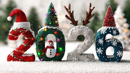 Naklejka premium Festive 2026 Celebration with Christmas Decorations and Holiday Spirit