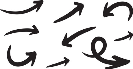 Set of Hand drawn vector arrows doodle  .design element vector illustration