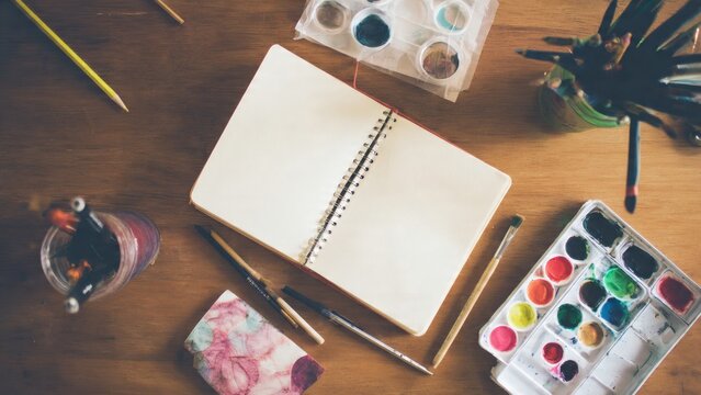 Creative Artist Workspace with Supplies