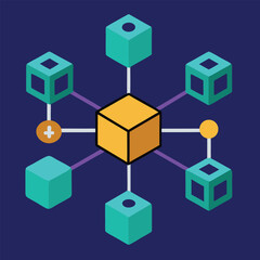 Obraz premium Flat design of blockchain concept with connected chains