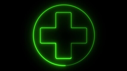 Neon line plus symbol icon simple positive plus icon animation. Business counting add motion. positive technology sign. medical cross icon animation, science, protection, animation, help, 