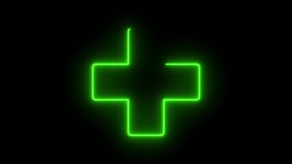 Neon line plus symbol icon simple positive plus icon animation. Business counting add motion. positive technology sign. concept, creative, digital, disease, first, font,