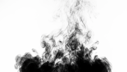 Dark smoke cloud transparent background, black ink spreading upward, ominous abstract texture, misty effect, png overlay