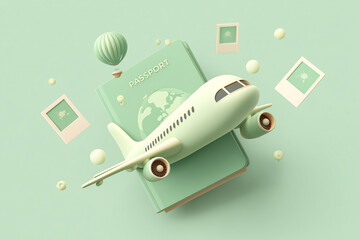 Travel plans come to life with an airplane, passport, and memories of adventure