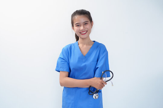 Portrait of doctor asian woman with stethoscope Healthcare and medical concept