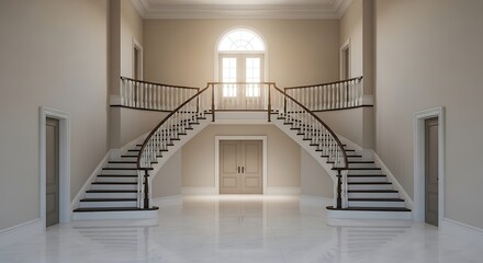Empty square room with Foyer with stairway and doors