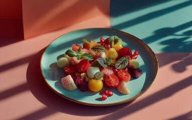 fruit salad on a fork