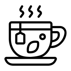 hot tea leaves Line Icon