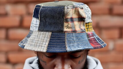 Patchwork Bucket Hat Hat made from upcycled fabric scraps