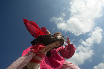 A woman with her dog 