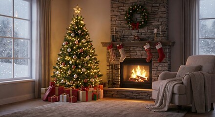 Fototapeta premium christmas tree with gifts