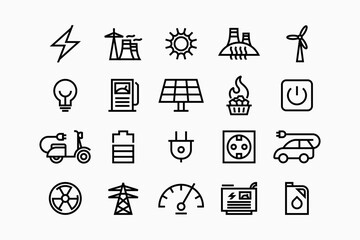 Set of energy and electricity logo icon