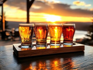 Craft beer tasting event scenic brewery drink sampler sunset view social experience