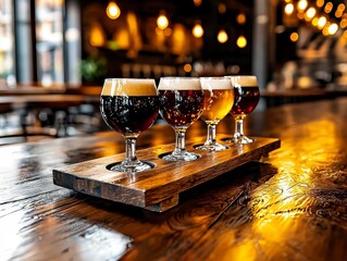 Craft beer tasting experience trendy brewery beverage sampling urban setting close-up view flavor exploration