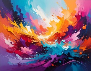 Explosion of vibrant colors, abstract splash art, dynamic swirls