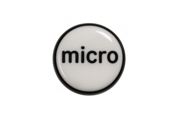 Micro word on white round button concept