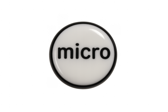 Micro word on white round button concept
