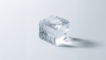 Isolated Ice Cube - Clear, Melting, and Refreshing on White Background.