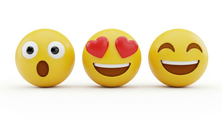 Three easter eggs decorated with different emoji faces