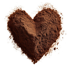 Chocolate Cocoa Dust Heart Burst – Dynamic Powder Texture Isolated on transparent 