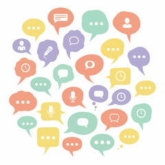 Colorful Communication & Social Interaction Icon Set