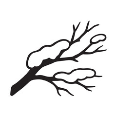 Fototapeta premium Beautiful Winter Tree Branch with Snow Illustration on White Background