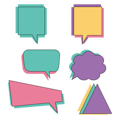 Retro 80s Pop Art Style Speech Bubbles Set