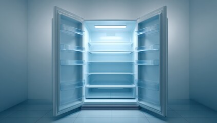 Fototapeta premium Vibrant photo of an empty refrigerator