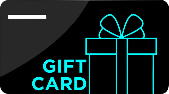 Black and Neon Blue Gift Card Icon