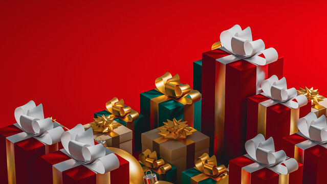 Bright and festive Christmas scene with gifts and decorations