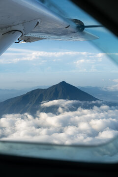 Mountain Peak Seen from Aircraft Window