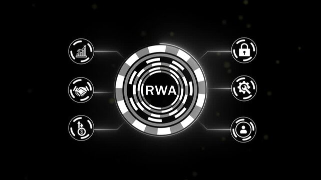 RWA Risk Weighted Asset concept. Interface technology, the future of user experience, journey and technology concept, digital screen interface 4K animated. isolated..