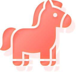 Soft red 3d zodiac horse toy icon for Year of the Horse 2026