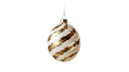 Elegant christmas ornament featuring gold and white swirl design offering holiday cheer, a perfect accent for seasonal promotions and festive greetings