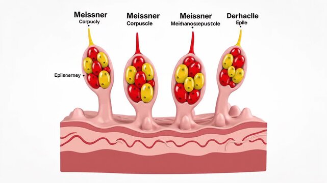 Animated Cutaway of Meissner's Corpuscles in Dermal Papillae