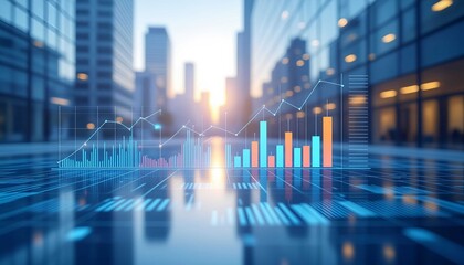 premium corporate finance environment showing digital economic graph futuristic business trends