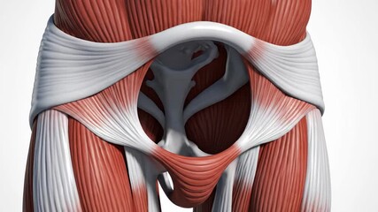 Anatomical illustration of human obturator fascia and levator ani muscles