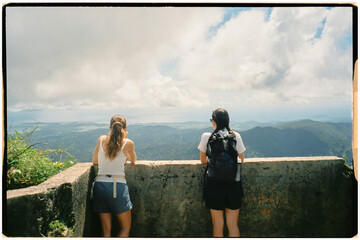 Female tourists enjoying the view of the Puerto Rican jungle
